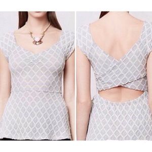 Anthropologie Deletta Diamond Grey Peplum Top XS